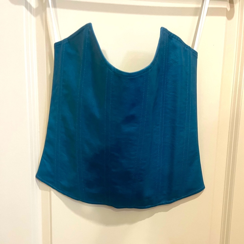 Miaou vegan leather teal corset. Size small. New with tags.